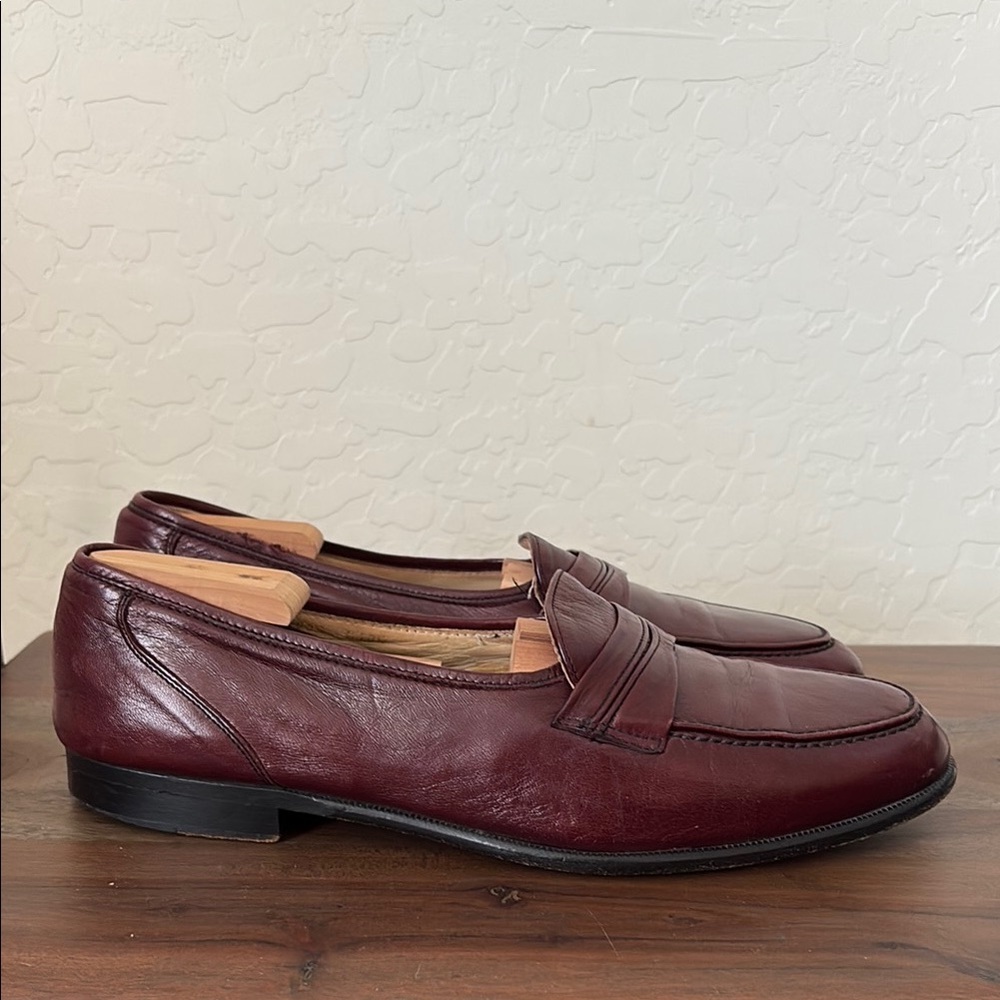 FLORENTINE Bostonian Burgundy Leather Slip-Ons. 10.5 made in Italy.